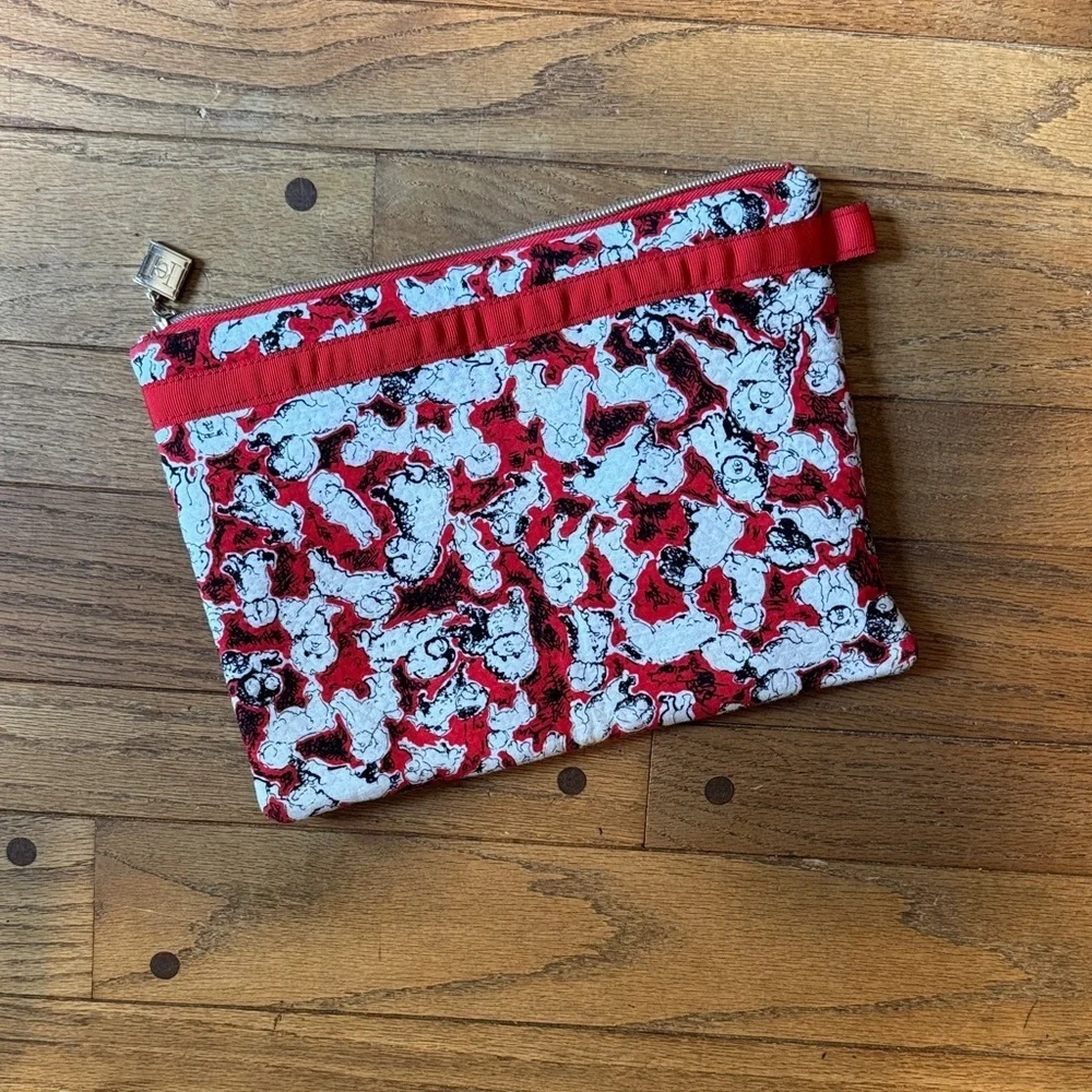 Carolina Herrera Red and White Patterned Pouch